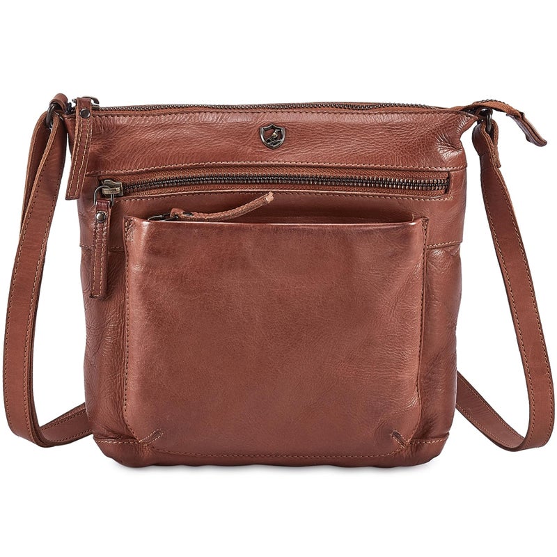 Cochoa Real Leather Purse for Women Crossbody Bag Travel Shoulder Handbag Small Vintage Pocketbook (Cognac Washed Vintage) - Image 1